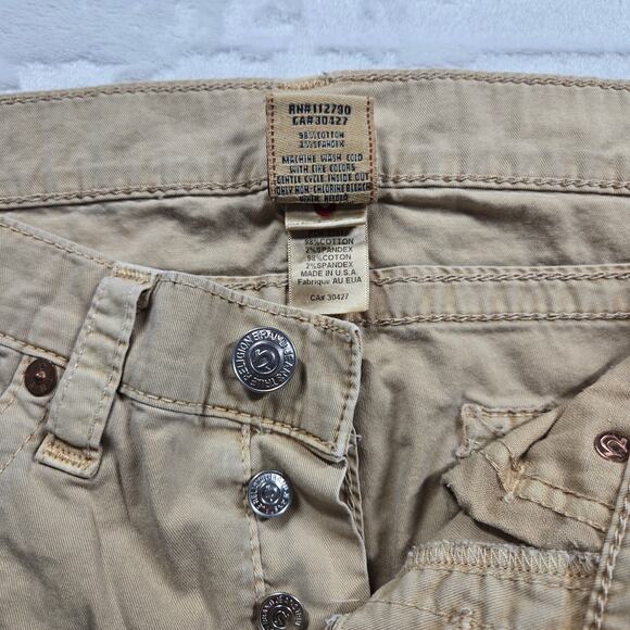 True Religion Jeans Cropped Tan Beige Women Size 29 (32x23) Lisa Flap Pockets - Picture 8 of 11